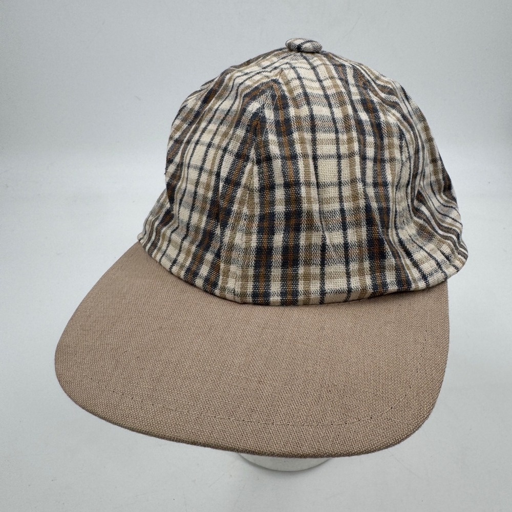 Gottmann Plaid Newsboy Baseball Cap‎ Mens 61 Tan Brown Linen Blend Germany Hat